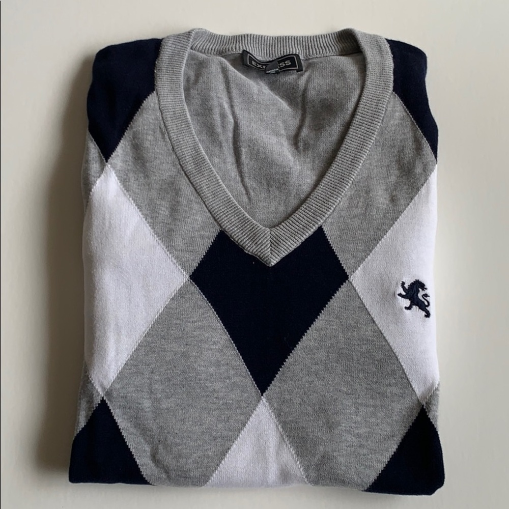 EXPRESS Argyle V-Neck Sweater